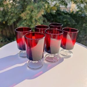 6 vintage Luminarc Cavalier Shot Glasses | Ruby Red ♥️